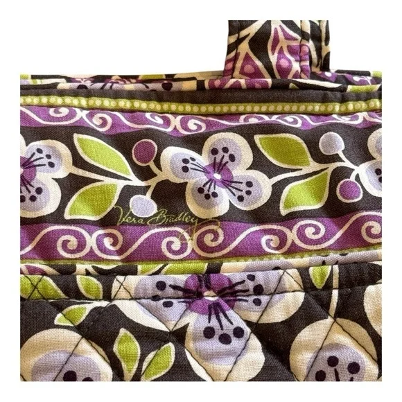 Vera Bradley Signature Print 3 Pocket Tote in Plum Petals - Picture 6 of 7
